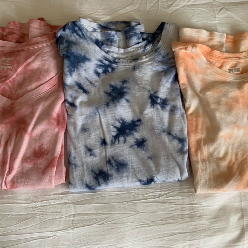 Three PINK tye-dye shirts